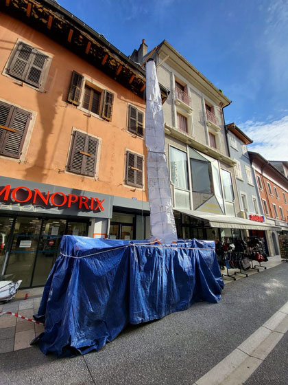 Goulotte à gravats Stortslurf® sur un chantier